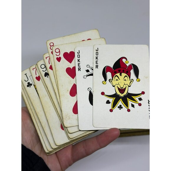 VTGMidway Plastic Coated Playing Cards With Daffodil Design In Gold Textured Box - Picture 6 of 6